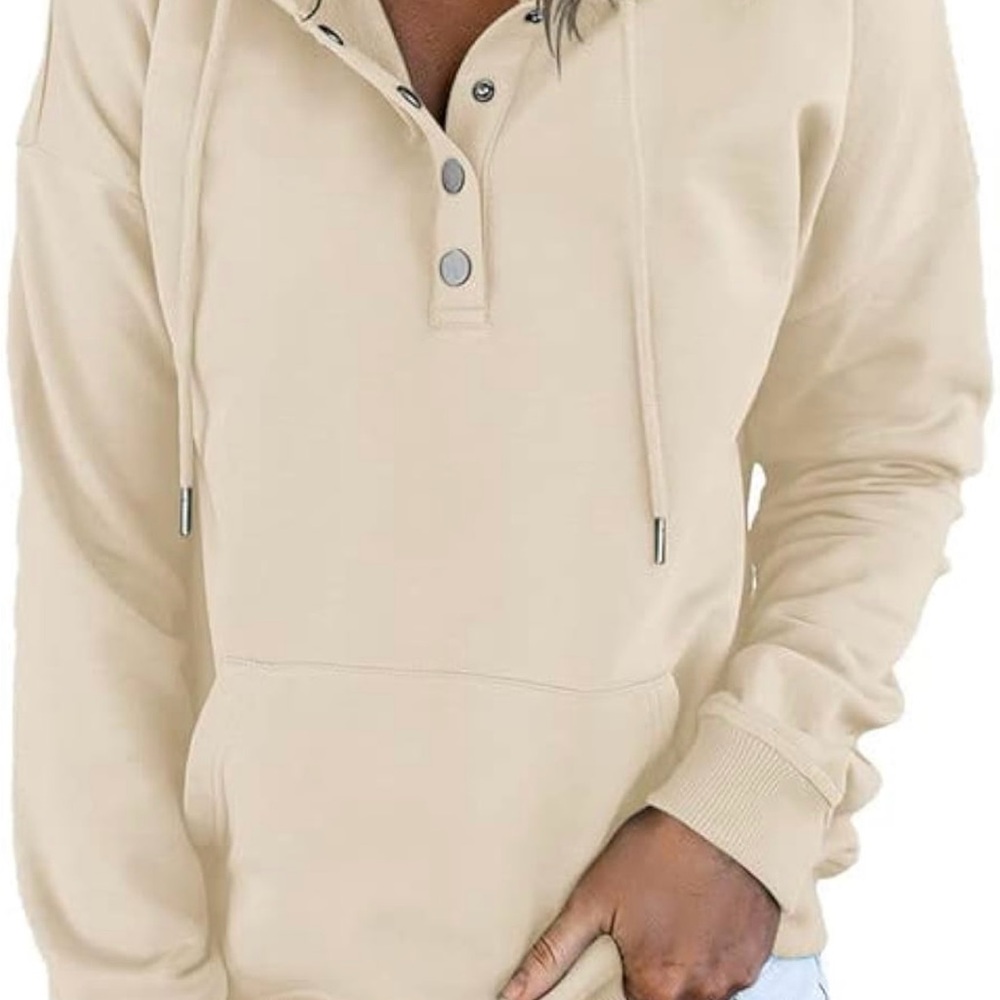 Women's Apricot Button-Up Hoodie